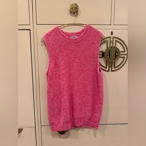 COS Regular-Fit Knitted Vest in bright pink organic cotton